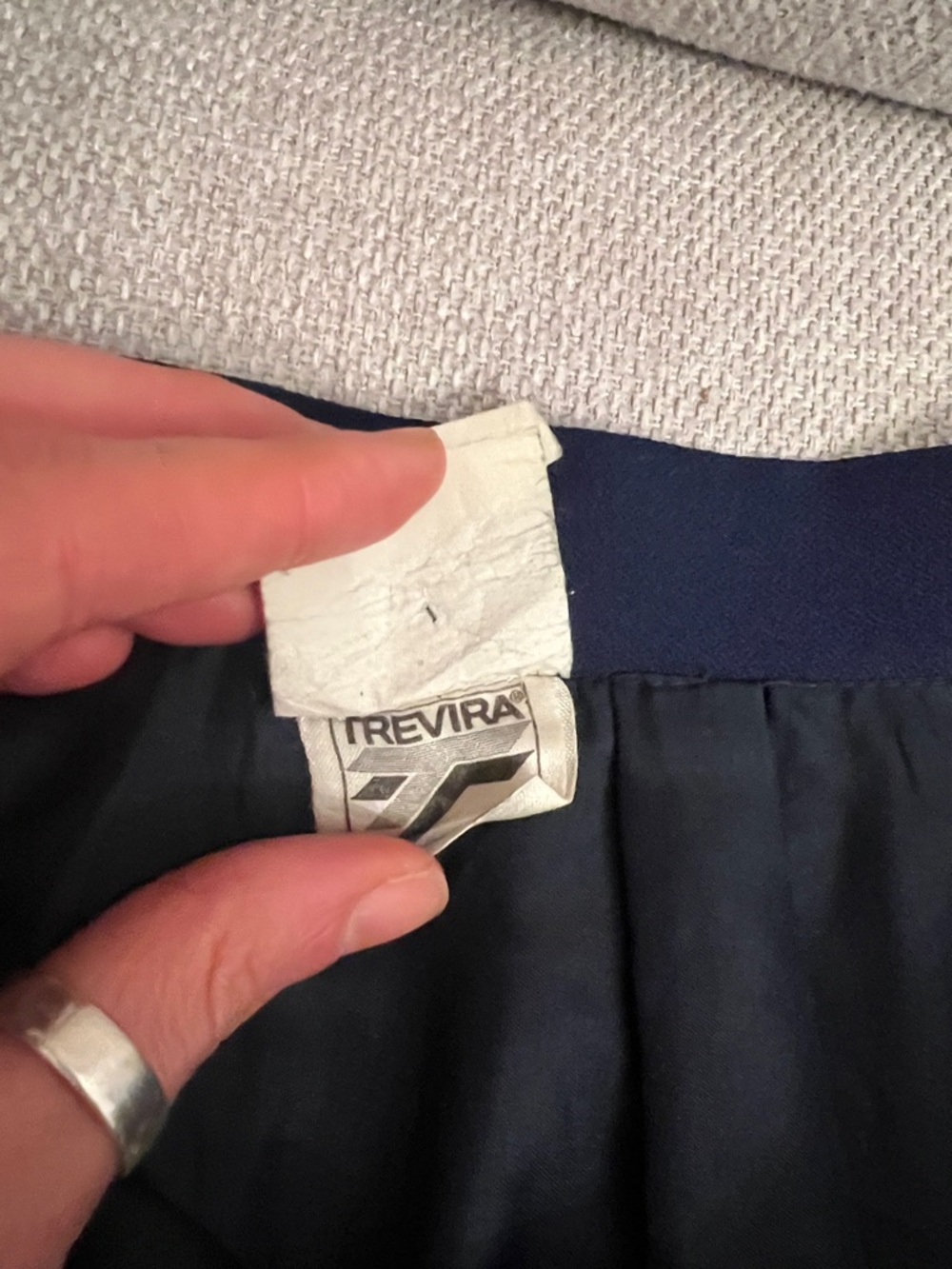 Vintage Pleated Navy Midi Skirt - Picture 3 of 5